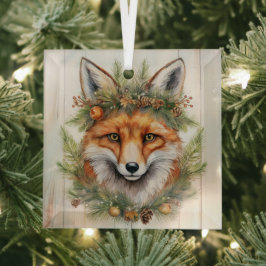 Festive Kerstmis Fox Glas Ornament