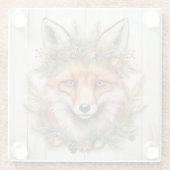 Festive Kerstmis Fox Glazen Onderzetter (Achterkant)