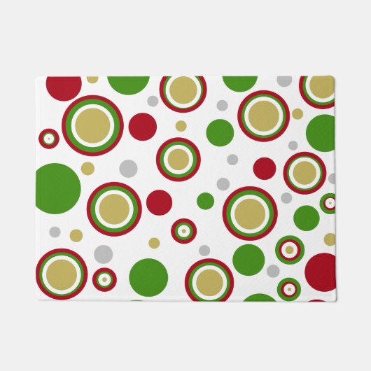 Festive Kerstmis Geometric Circles Red Green Gold Deurmat (Voorkant)