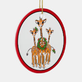 Festive kerstmis Giraffe, rode, groene lepel Keramisch Ornament (Rechts)
