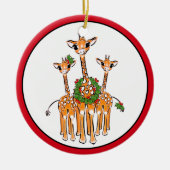 Festive kerstmis Giraffe, rode, groene lepel Keramisch Ornament (Voorkant)