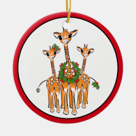 Festive kerstmis Giraffe, rode, groene lepel Keramisch Ornament