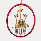 Festive kerstmis Giraffe, rode, groene lepel Keramisch Ornament (Links)