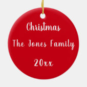 Festive kerstmis Giraffe, rode, groene lepel Keramisch Ornament (Achterkant)