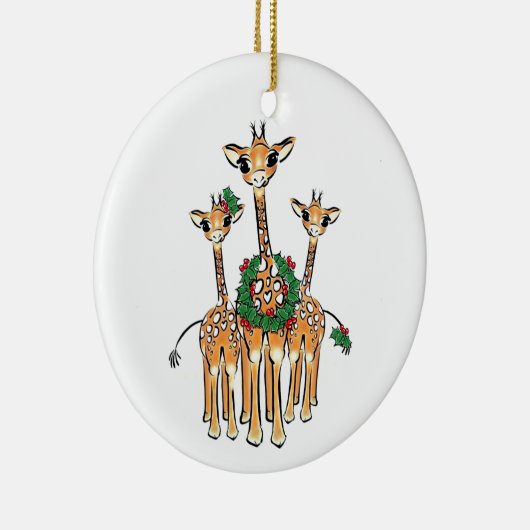 Festive kerstmis Giraffe, rode, groene lepel Keramisch Ornament (Rechts)