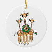 Festive kerstmis Giraffe, rode, groene lepel Keramisch Ornament (Voorkant)