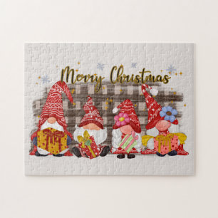 Festive Kerstmis gnome Holiday Jigzaag puzzel