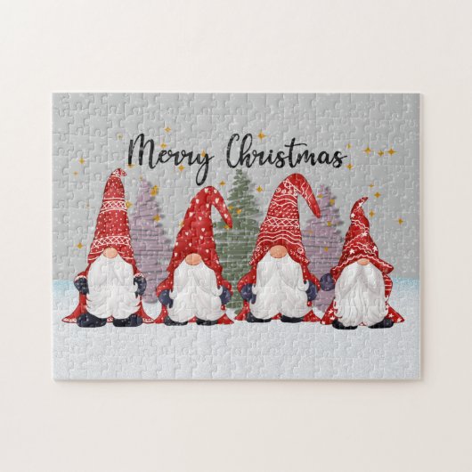 Festive Kerstmis gnome Holiday Jigzaag puzzel Legpuzzel (Horizontaal)