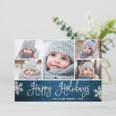 Festive Kerstmis Holly Berry Rustic 5 FOTO Feestdagenkaart (Staand voorkant)
