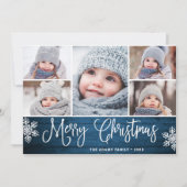 Festive Kerstmis Holly Berry Rustic 5 FOTO Feestdagenkaart (Voorkant)