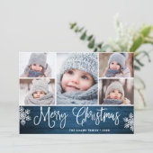 Festive Kerstmis Holly Berry Rustic 5 FOTO Feestdagenkaart (Staand voorkant)