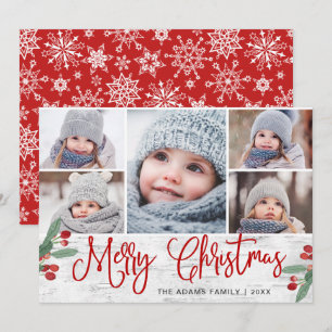 Festive Kerstmis Holly Berry Rustic 5 FOTO Feestdagenkaart