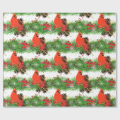 Festive Kerstmis Kardinaal Bird Glossy Cadeaupapier (Vlak)
