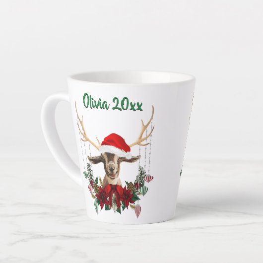 Festive Kerstmis Kind Goat Latte Mok (Linkerhoek)