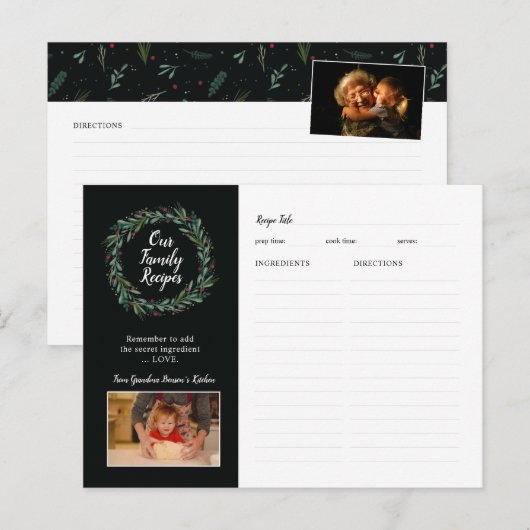 Festive kerstmis met bladeren van Berries Briefkaart (Voorkant / Achterkant)