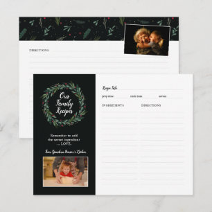 Festive kerstmis met bladeren van Berries Briefkaart