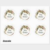 Festive Kerstmis met Greenery Familienaam Ronde Sticker (Vel)