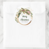 Festive Kerstmis met Greenery Familienaam Ronde Sticker (Tas)