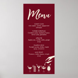 Festive Kerstmis, midden eeuw, modern cocktailmenu Poster