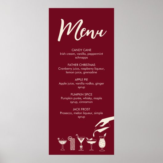 Festive Kerstmis, midden eeuw, modern cocktailmenu Poster (Voorkant)