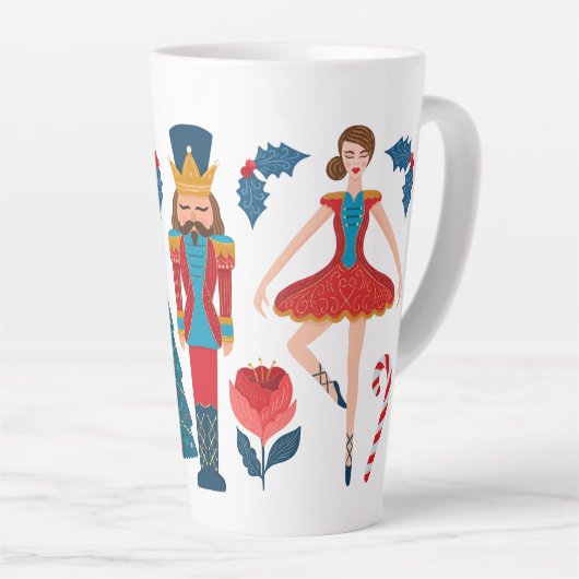 Festive Kerstmis Nutcracker Ballet Characters Latte Mok (Rechterhoek)