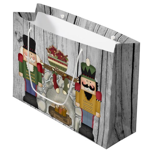Festive Kerstmis nutcracker Holiday party bag Groot Cadeauzakje (Voorkant Gekanteld)