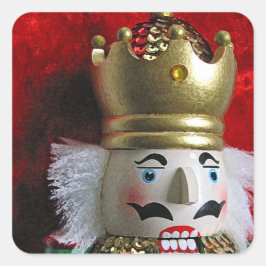 Festive kerstmis nutcracker-vakantiekaart wijnlab vierkante sticker