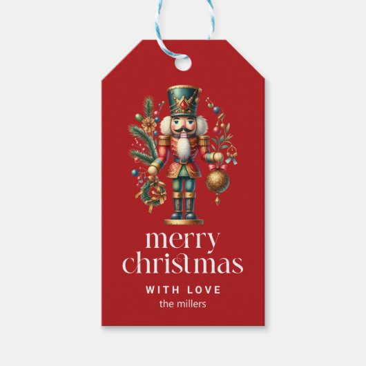 Festive Kerstmis Nutkraker Cadeaulabel (Voorkant)