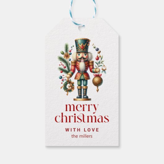 Festive Kerstmis Nutkraker Cadeaulabel (Achterkant)