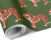 Festive Kerstmis oerwoud tijger betegeld Cadeaupapier (Rol Hoek)