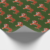 Festive Kerstmis oerwoud tijger betegeld Cadeaupapier (Hoek)