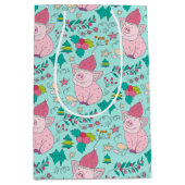 Festive kerstmis-pigs Medium Gift-tas Cadeauzakje (Voorkant)
