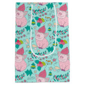 Festive kerstmis-pigs Medium Gift-tas Cadeauzakje (Achterkant)