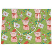 Festive kerstmis-pigs Medium Gift-tas Groot Cadeauzakje (Voorkant)