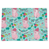 Festive kerstmis-pigs Medium Gift-tas Groot Cadeauzakje (Voorkant)