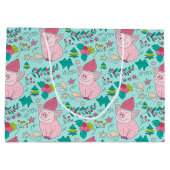 Festive kerstmis-pigs Medium Gift-tas Groot Cadeauzakje (Achterkant)
