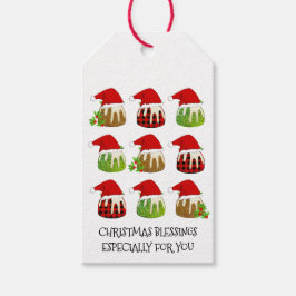 Festive Kerstmis Pudding Cadeaulabel