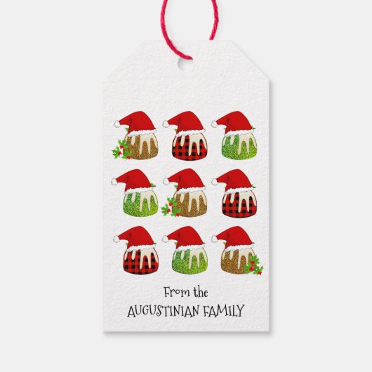 Festive Kerstmis Pudding Cadeaulabel (Achterkant)