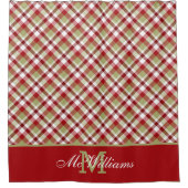 Festive Kerstmis Rood Groen Spuit Douchegordijn (Voorkant)