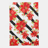 Festive Kerstmis Rood Poinsettia Waterverf Floral Theedoek (Verticaal)