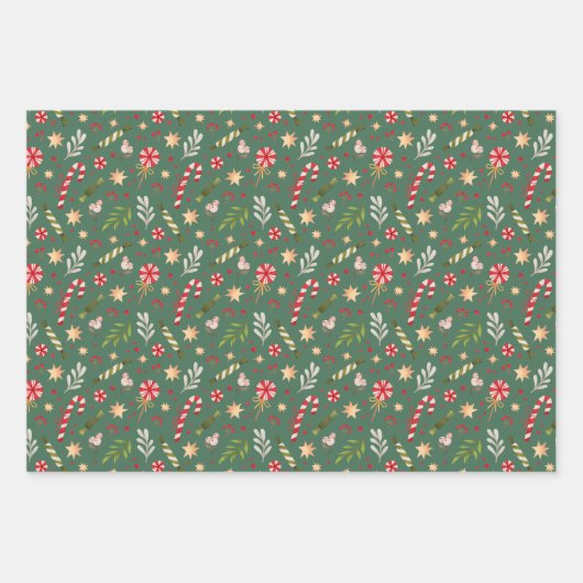 Festive Kerstmis Snoep Pattern Coordinated Inpakpapier Vel (Voorkant 3)