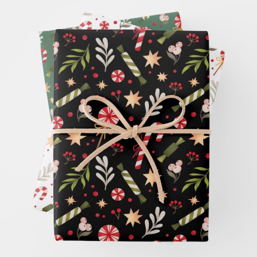 Festive Kerstmis Snoep Pattern Coordinated Inpakpapier Vel (In situ)