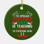 Festive Kerstmis Spaanse leraar voegt gevoel toe Keramisch Ornament (Voorkant)