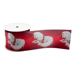Festive Kerstmis Unicorn Red Ombre Satijnen Lint