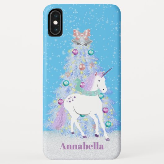 Festive Kerstmis unicorn voegt naam toe Case-Mate iPhone Case (Achterkant)
