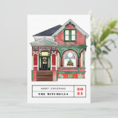 Festive Kerstmis Victoriaans Home Red Non-Photo Feestdagenkaart (Staand voorkant)