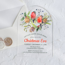 Festive Kerstmis Waterverf Bullfinch Floral