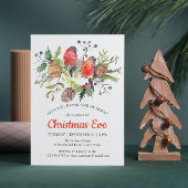 Festive Kerstmis Waterverf Bullfinch Floral Kaart