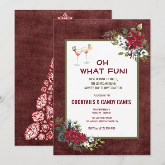Festive Kerstmis Waterverf Cocktail Party Invita Kaart (Voorkant / Achterkant)