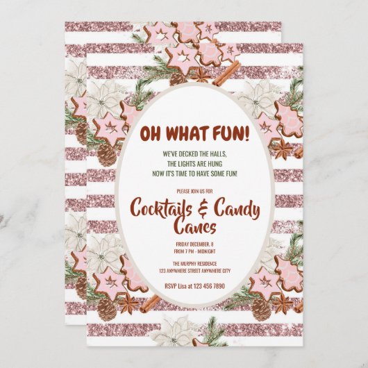 Festive Kerstmis Waterverf Cocktail Party Invita Kaart (Voorkant / Achterkant)